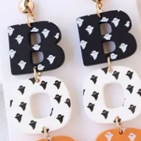 Halloween BOO Dangle Earrings - Picture 4 of 4